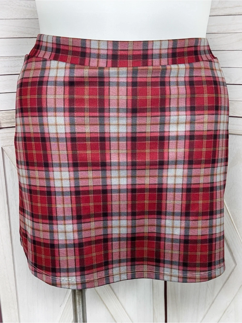 Halara Plaid Skort Mini Skirt Red Grey Large Preppy Punk Academia School Girl